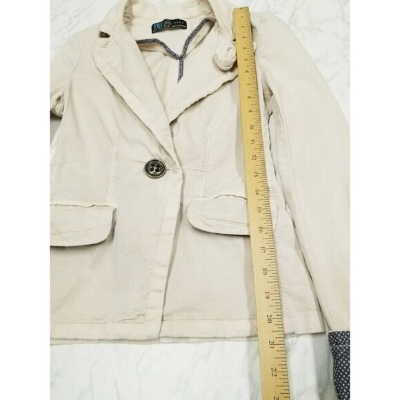 Zara TRF Chic Femme Beige Blazer Jacket With Rosette & Polka Dot Trim Size S - Picture 4 of 12